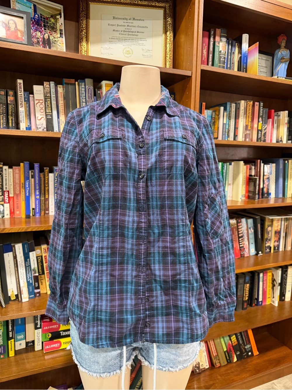 Bass Blue and Purple Plaid Button-Down Shirt